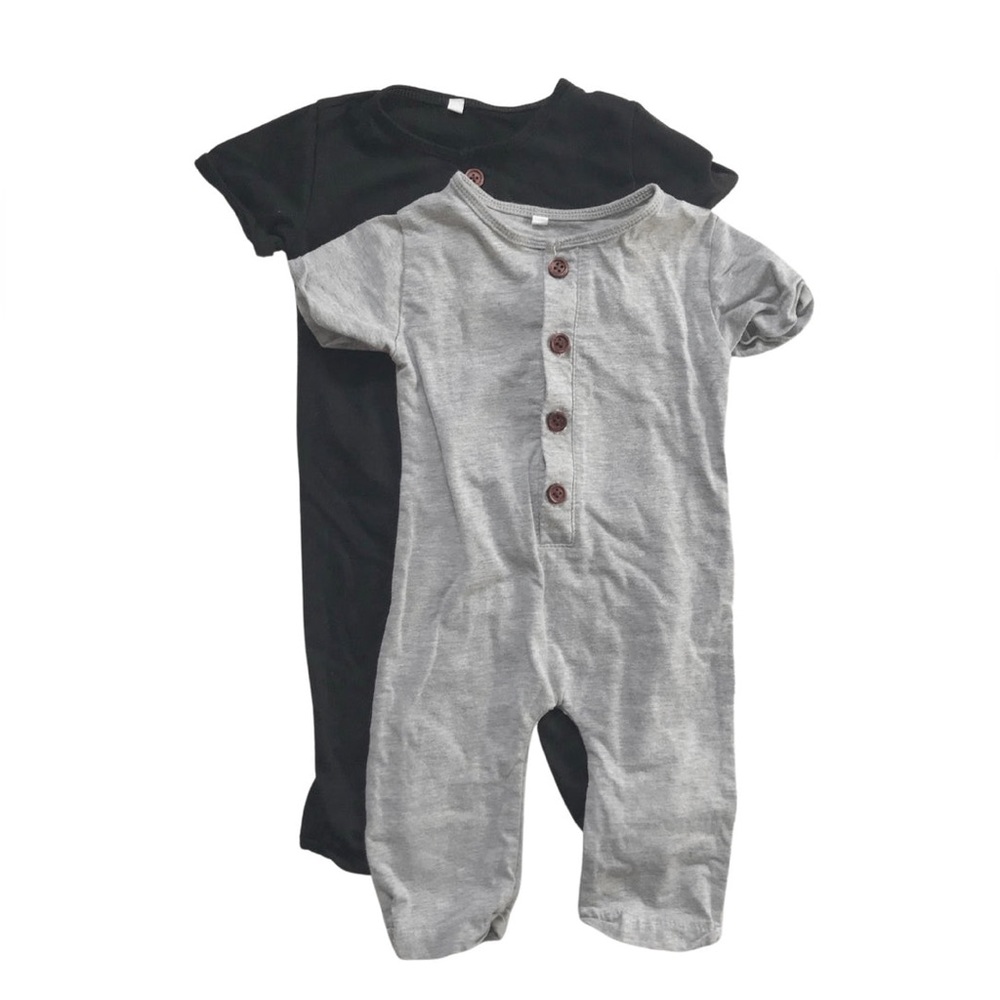 2 for $25 Baby one piece jumpsuit bundle grey and black up to 6 months